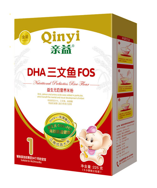 親益盒裝益生元DHA三文魚FOS奶營(yíng)養(yǎng)米粉1段