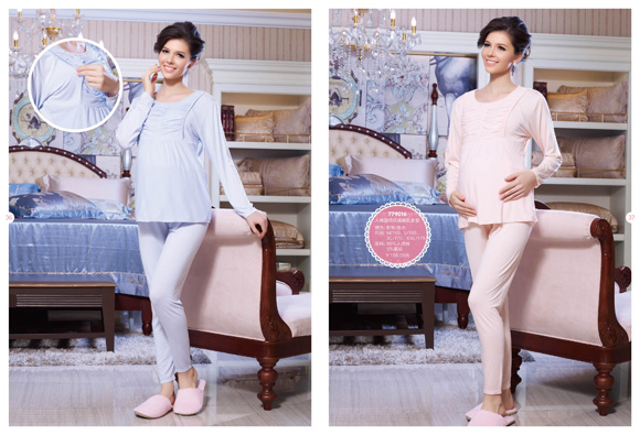 媽咪秘密圓領哺乳套裝蝦粉