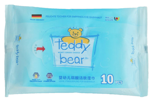 泰迪熊嬰幼兒弱酸潔膚濕巾10片裝