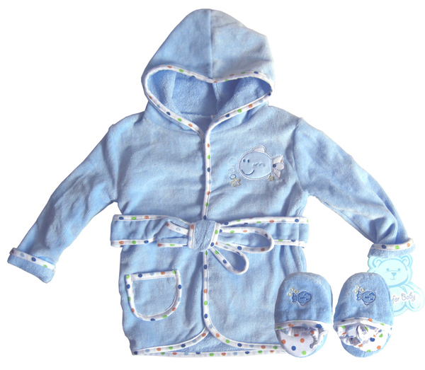 潤羽康藍色浴袍