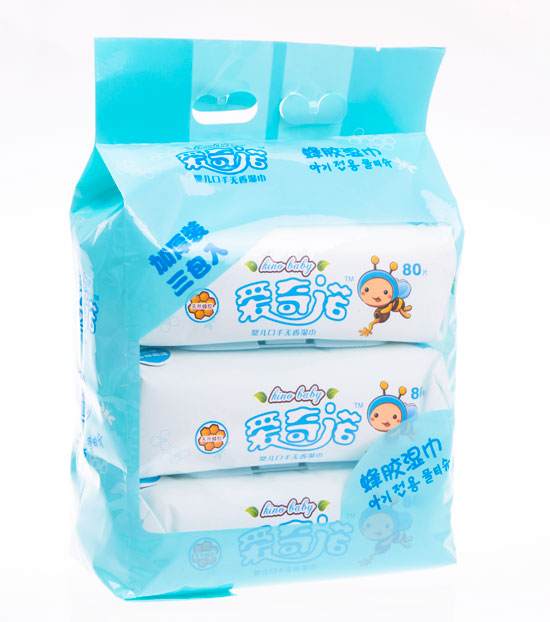 愛奇諾天然蜂膠嬰兒口手無香80片枕式加蓋三聯(lián)包(藍)