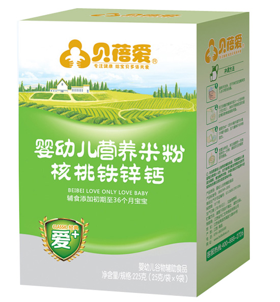 貝蓓愛(ài)經(jīng)典愛(ài)+米粉核桃鐵鋅鈣嬰幼兒營(yíng)養(yǎng)米粉