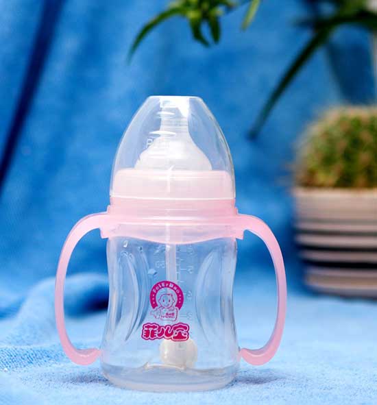 菲兒寶210毫升PP全自動(dòng)雙柄寬口奶瓶(粉)
