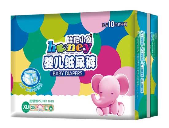 哈尼小象Xl碼30片360°環(huán)腰式超級(jí)薄嬰兒紙尿褲
