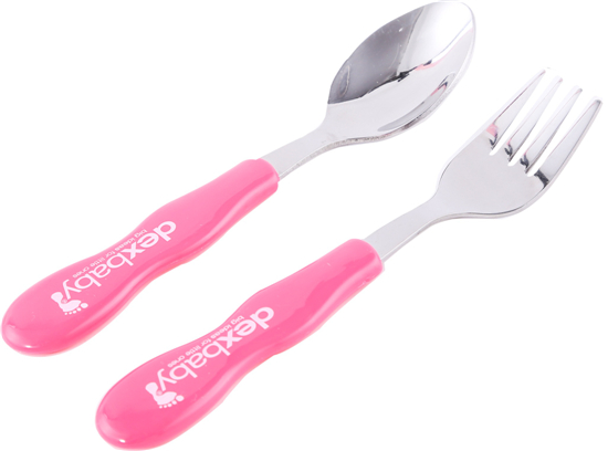 Dexbaby 不銹鋼叉勺組(中號)紅色