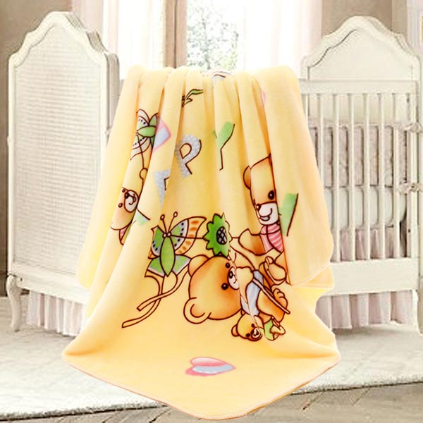 亞奧超柔云毯歡樂熊黃色