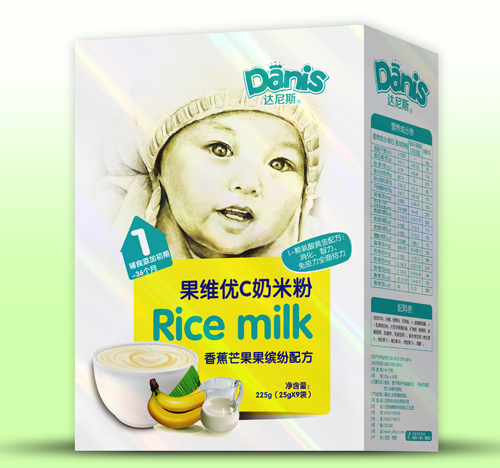 達尼斯香蕉芒果果維優(yōu)C奶米粉盒裝1段