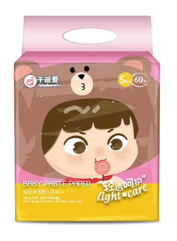 千般愛輕呵凈透嬰兒柔紙巾5連包60抽