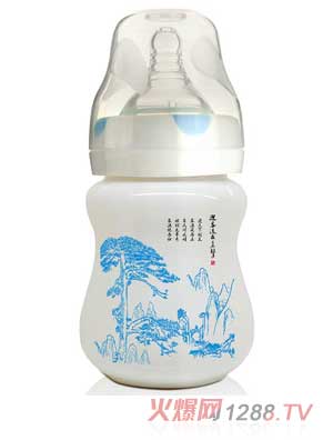 貝嬰奇180ml陶瓷奶瓶藍色