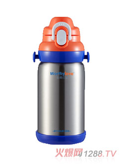 Worthylove沃德拉夫嬰幼兒無(wú)手柄不銹鋼水壺藍(lán)色中號(hào)