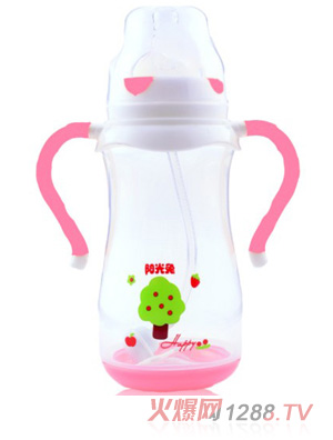 陽(yáng)光兔感溫PP寬口奶瓶330ML粉色