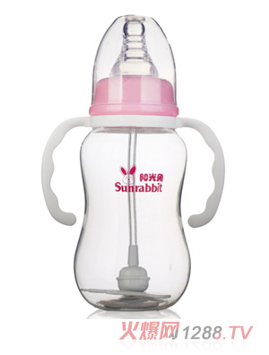 陽(yáng)光兔PP210ML標(biāo)口奶瓶粉色