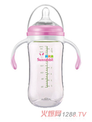 陽(yáng)光兔240ML寬口tritan奶瓶粉色