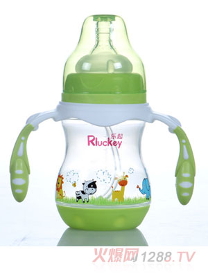 樂(lè)起180ml寬口徑PP奶瓶綠色