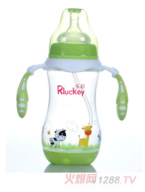 樂(lè)起300ml寬口徑PP奶瓶綠