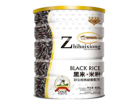 智慧熊野生核桃益智黑米米粉聽裝